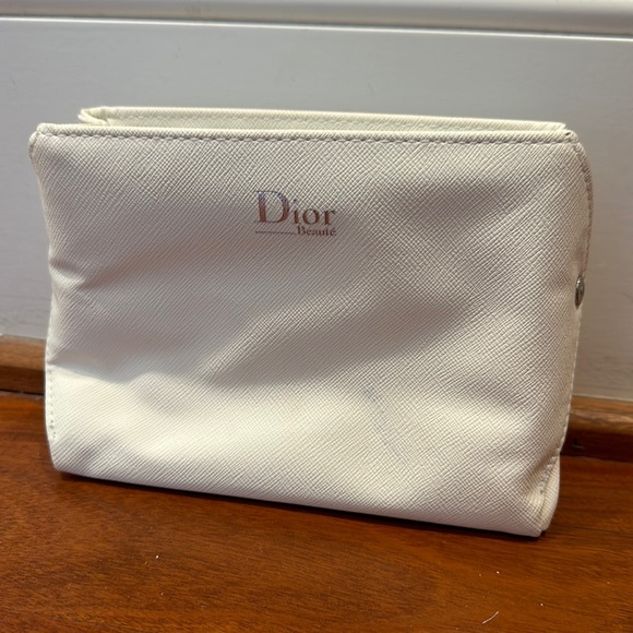 Dior beauty expandable make-up/cosmetic case - white faux-leather 7”x5”x2” - Picture 1 of 6